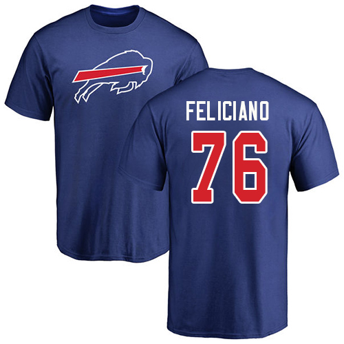 Men NFL Buffalo Bills #76 Jon Feliciano Royal Blue Name and Number Logo T Shirt